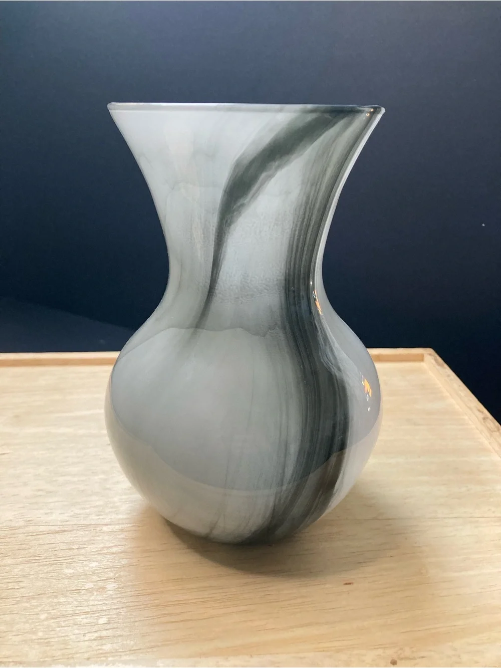 Smoky Gray Swirl Glass Vase - Elegant Home Accent